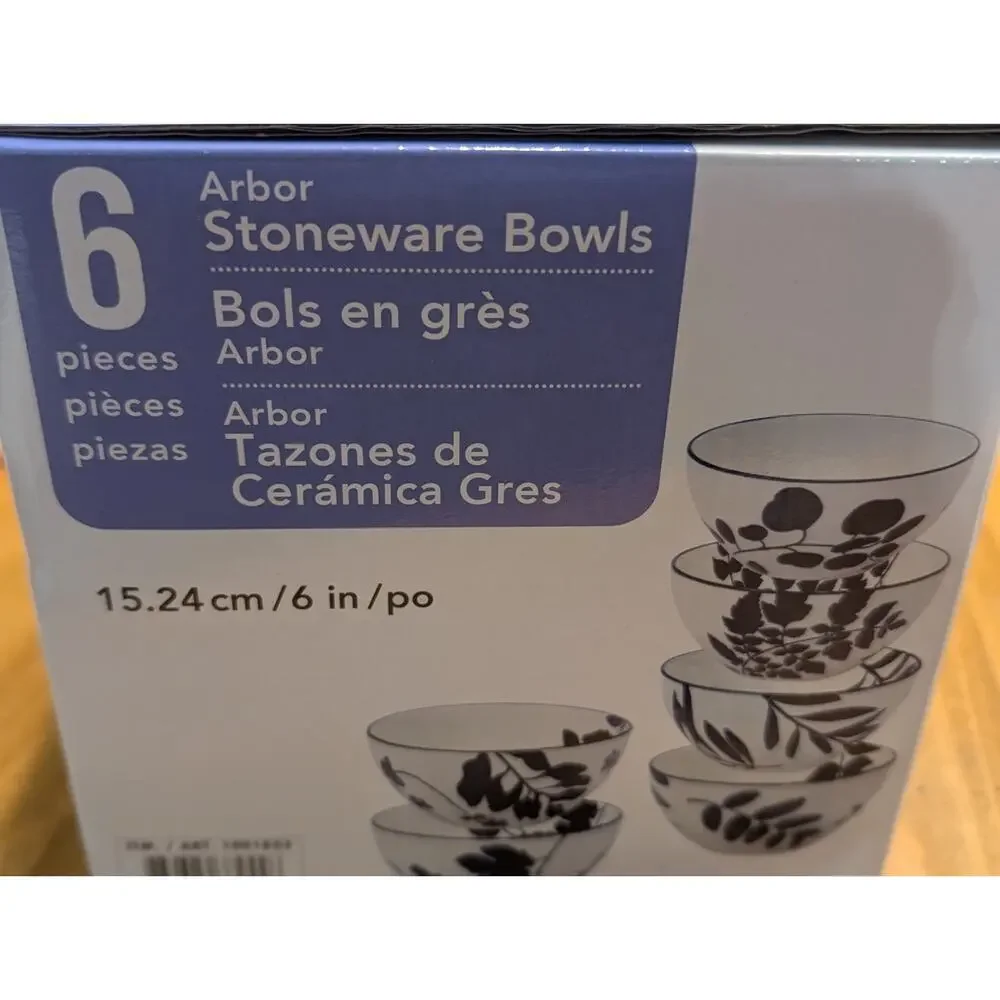Certified Blue Arbor Stoneware Bowl Set, 6 Piece Set, Cobalt Blue, New in Box